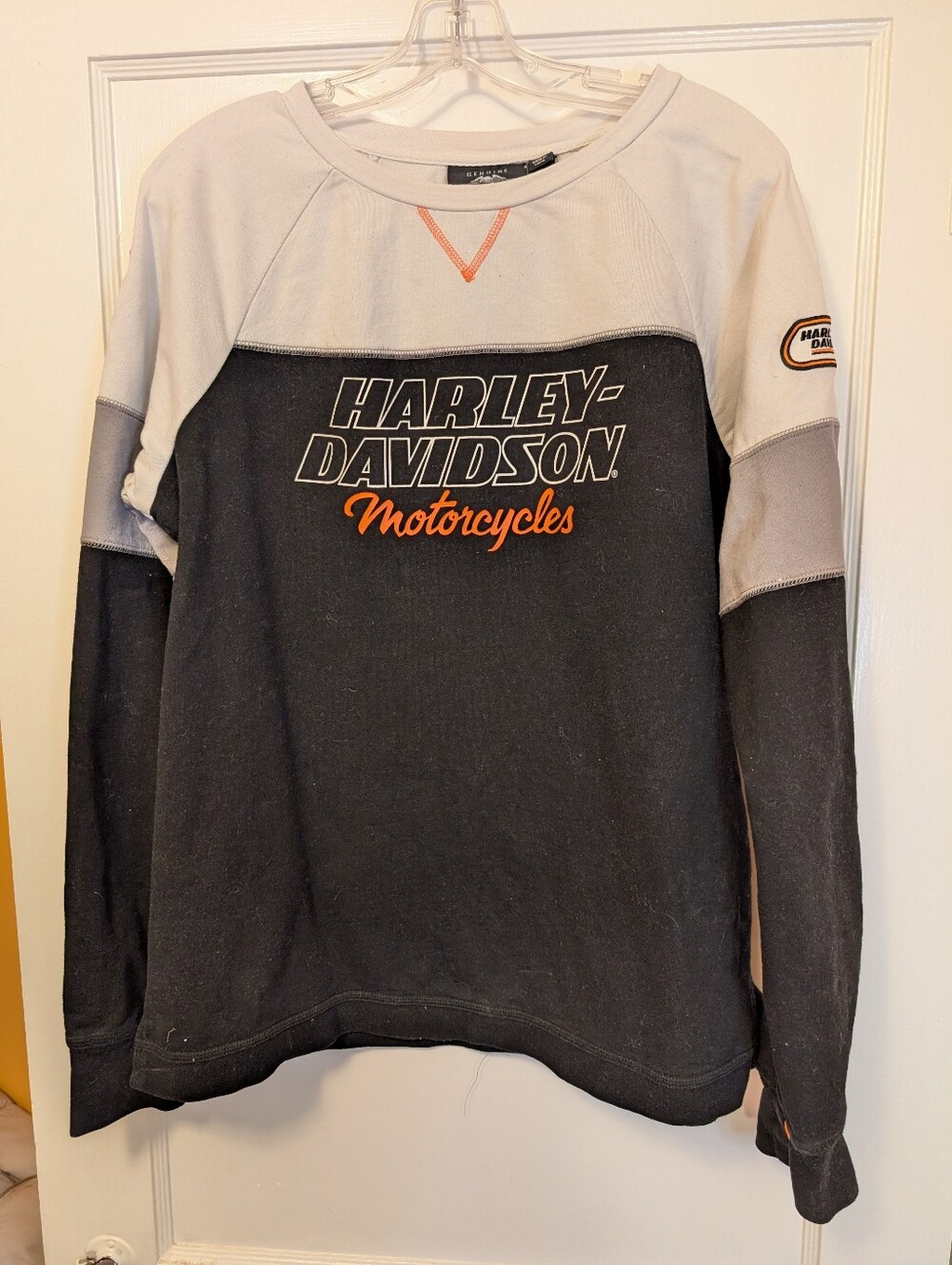Harley-Davidson Black and Light Gray Crewneck Sweatshirt with Orange Logo